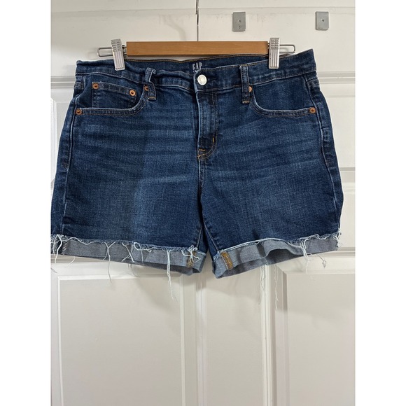 GAP Pants - Gap Denim Womens 29 5 Inch Short Dark Wash Raw Hem Stretch Jean Shorts 0110